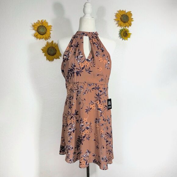 Express NWT $70 Floral Sleeveless Halter Top Dress Size 6 Small Women’s - Picture 1 of 12